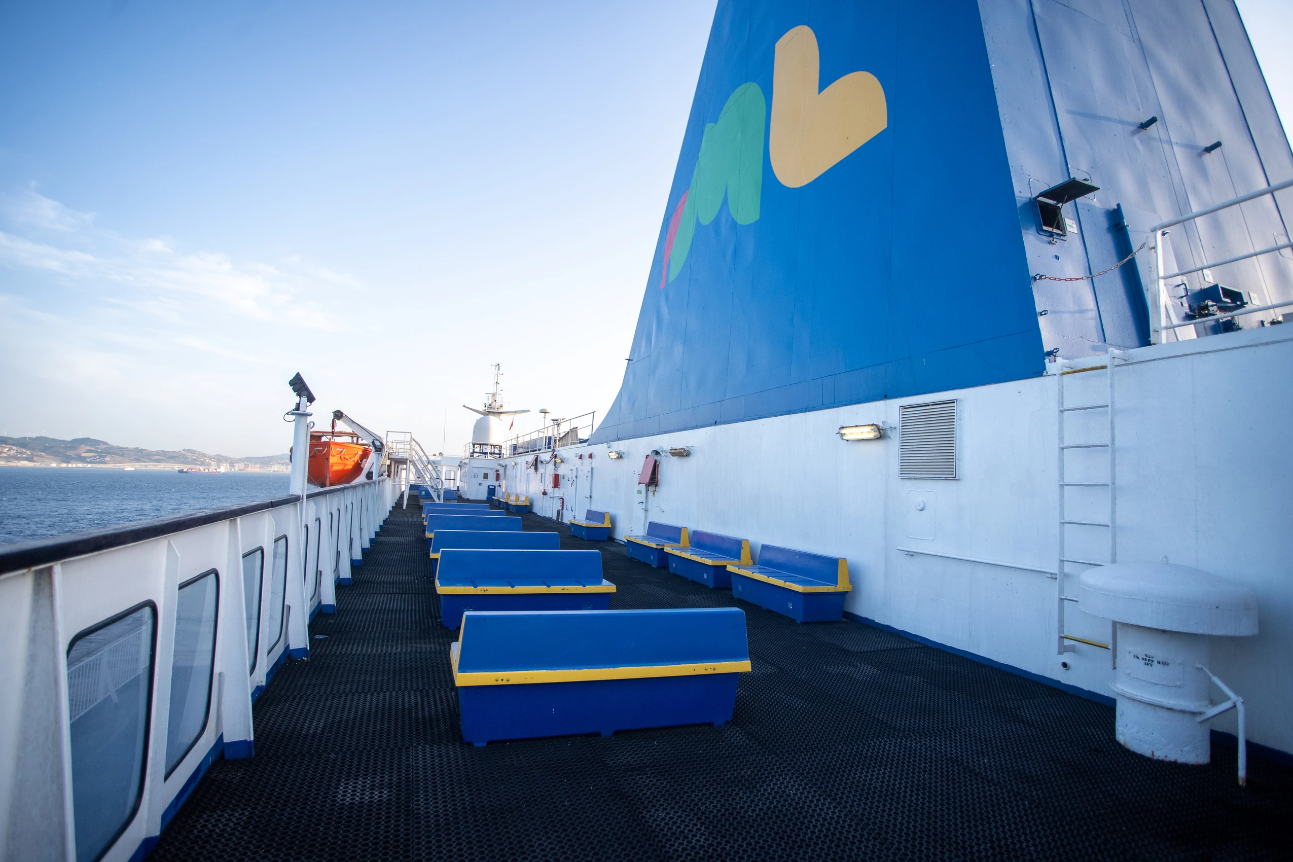 Pont extérieur du Stena Europe — AML traversée Méditerranée